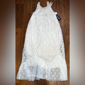 Isobella & Chloe Girls Ivory Embroidered Lace Sleeveless Maxi Dress Sz 14- NWT